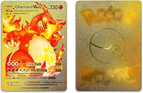 55 PCS Pokemon Gold Foil Cards TCG Deck Box Including Assorted Rare Foil  Cards( 15 Vmax