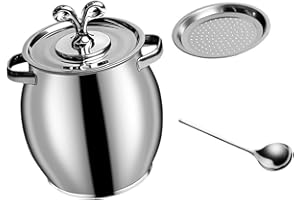 AFXGUSD Stainless Steel Container for Storing Oil and, with Lid, Portable, with, for Home and Restaurant Use.