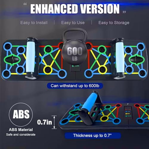 aishini Portable Workout Equipment - 15 in 1 Push Up Board with Pull Up Bar Handles - Upper Body Workout Tool Fitness - Floor Exercise Equipment for Home Gym Workout for Chest, Arm, and Muscle Workout