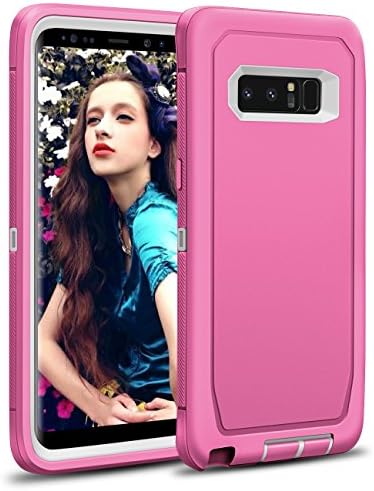 Galaxy Note 8 Case,Cheeringary Shockproof Three Layers Full Body Protective Scratch-Resistant High Impact Rubber Hard PC shell Cover for Samsung Galaxy Note 8(2017) WITHOUT Screen Protector -Rose Red
