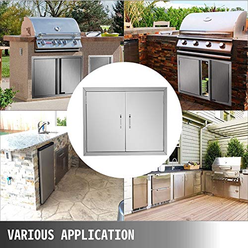ROVSUN Outdoor Kitchen Access Door, 31" W x 24" H Double BBQ Door, 304