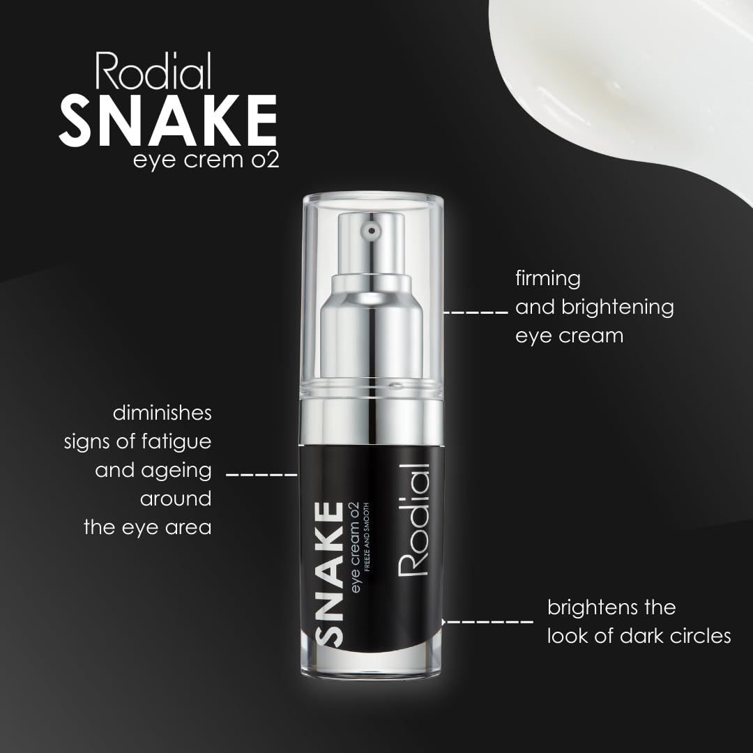 Rodial Snake Eye Cream 02 0.51fl.oz, Firming Eye Cream for Wrinkles and Fine Lines, Lightweight and Velvety Cream Formula, Tripeptide Technology for Smooth Skin Tone