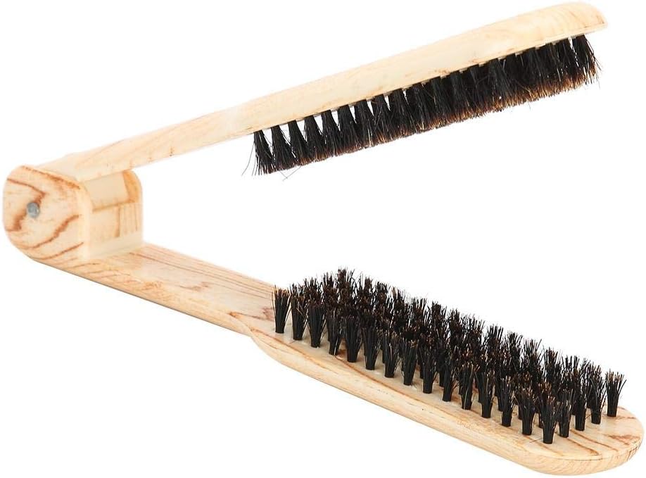 Hair Straightening Comb, DIY Salon Hairdressing Hair Straightener V Shaped Comb, Anti-static Dual-Brush Comb for Home and Salon Use
