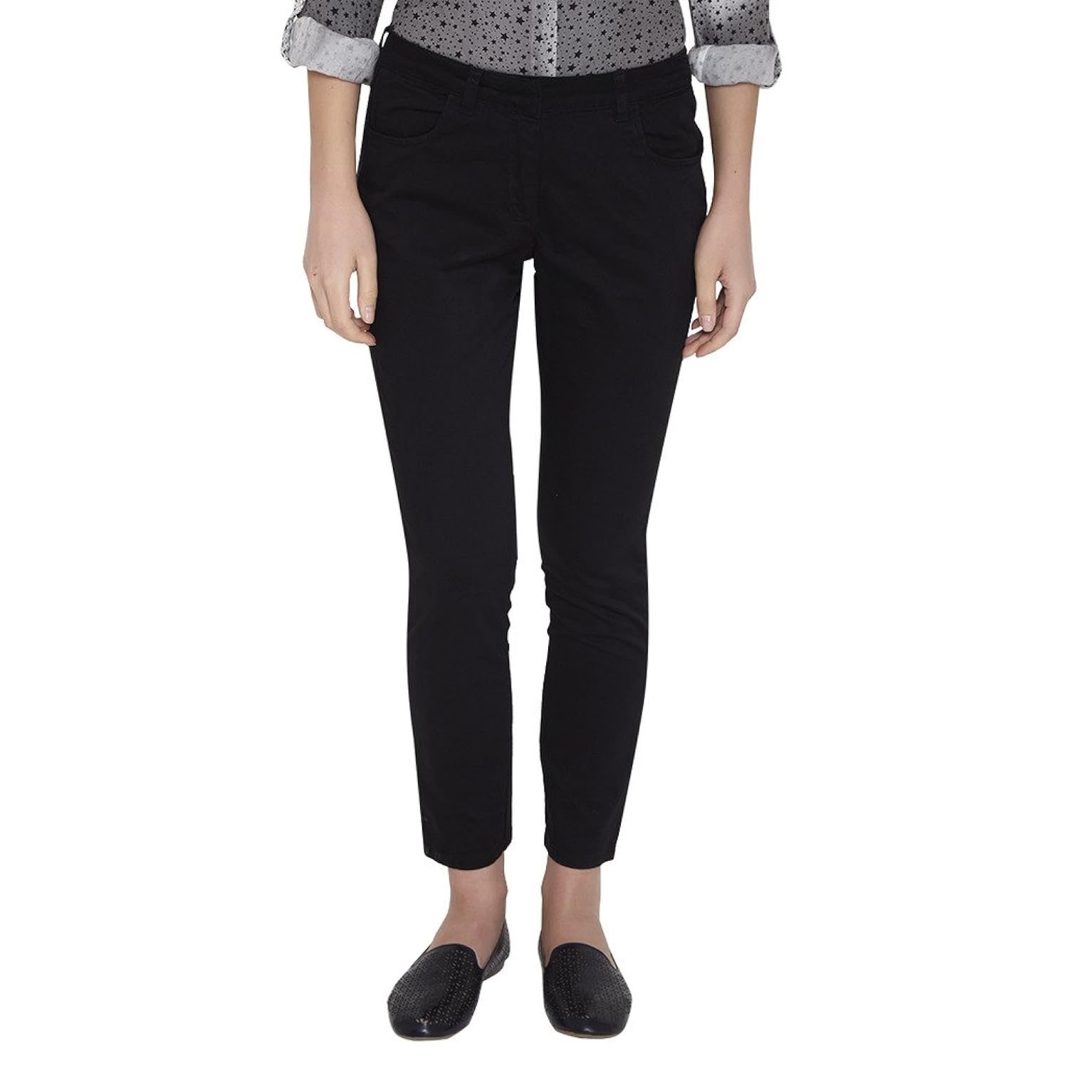 amari west black solid trousers