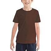 QBK 2T-12Y Boys T Shirts Short Sleeve Tees 100% Cotton Crewneck Soft Basic Summer Top Solid Toddler Kids Tee Shirt