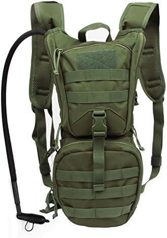 Hydration Pack Tactical Backpack with 3L Water Bladder Reservoir for Hiking Cycling Climbing Hunting Running (Green + Black)
