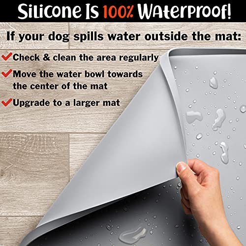 DogBuddy Dog Food Mat, Waterproof Dog Bowl Mat, Silicone Dog Mat For