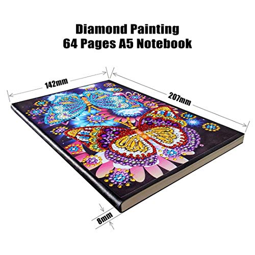 qiaoniuniu Diamond Painting for Kids Mosaic Making A5 Notebook Journals Notepad Gifts for Christmas (Butterfly)