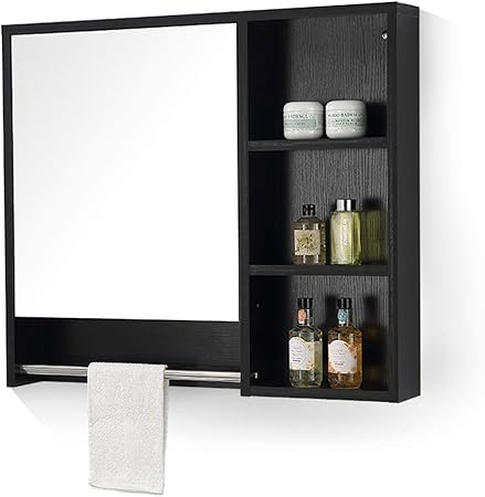 Armarios con espejo Mueble Espejo de baño de Madera Maciza Caja de Espejo de Pared Espejo
