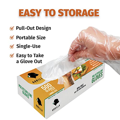 GORILLA SUPPLY 500 BPA Free Premium Disposable Gloves Poly PE LDPE