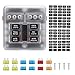 VETOMILE 6-Way Blade Fuse Block Independent Circuits 32V Fuse Box with LED Indicator for Automotive Boat Marine RV Truck Waterproof PC Cover 5A 10A 15A 20A