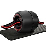 Wolfyok Ab Roller Wheel Ab Carver Pro Roller Exercise Equipment with Smart Brake and Rebound Knee Pad Included for Abs Abdominal Core Fitness Workouts Training for Men Women Beginners Professionals