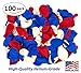 Pack of 100, Assorted Bright Red, White and Blue Color Latex Balloons, MADE IN USA!