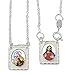 Catholica Shop Our Lady of Mount Carmel with Sacred Heart of Jesus Christ Images Silver Plated Scapular Necklace, Medium