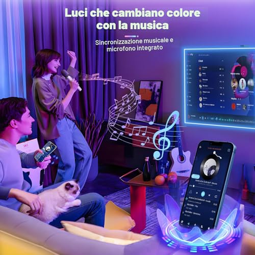 Realky LED Strip, 20 m RGB Bedroom Lights, Bluetooth APP Controlled Multicolour LED Strips, Fancy Led Strip LED Music Synchronises for Decorating Stairs, Parties, Kitchen Home, Gaming Room