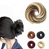 FESHFEN Scrunchy Scrunchie Hairpieces Elastic Messy Hair Bun Ponytail Hair Extensions Wig Drawstring-6H613 Chestnut Brown & Bleach Blonde