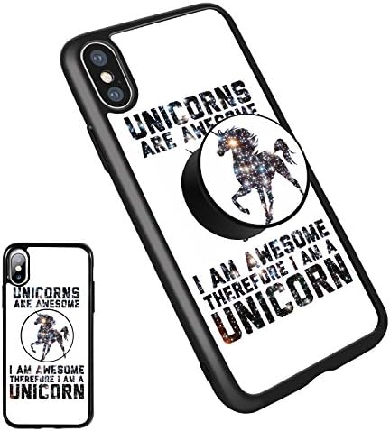 iPhone X Unicorn Case,iPhone 10 Case Personalized Soft TPU Rubber Gel [Anti Scratch] Cover Case with Pop Mount Stand [Shock Absorption] for iPhone X(5.8 Inch)(Unicorn07)