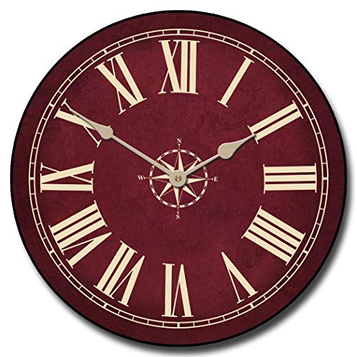 Flowershave357 Nautical Burgundy Wall Clock Round Clock Burgundy Colors