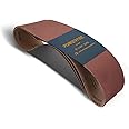 POWERTEC 6 x 48 Inch Sanding Belts, 80 Grit Aluminum Oxide Belt Sander Sanding Belt for Bench Belt Sander, Wood & Paint Sanding, Metal Polishing, 3PK (110533)
