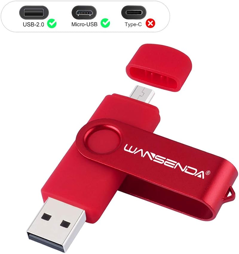 WANSENDA S100 64GB Red OTG USB Flash Drive 2.0 for Android Phone Tablet PC Mac