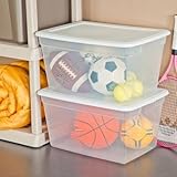 Sterilite 58 Quart See Through Plastic Storage Box with Lid, White, (White) (Case of 8)