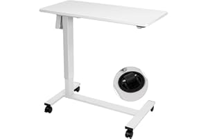 TOPSKY Electric Overbed Bedside Table with Wheels,Adjustable Hospital & Home Use Bed Table,Mobile Standing Desk for Hospital and Home Use (White)