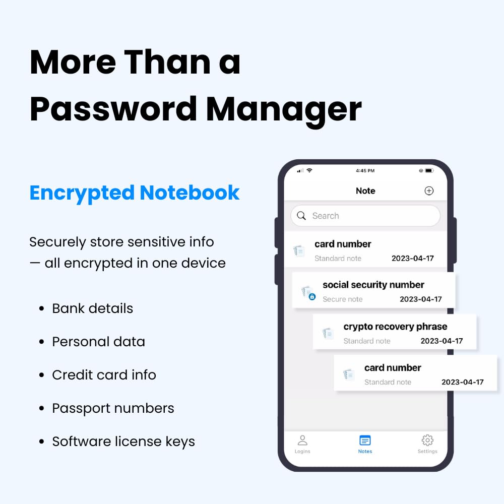 Offline Password Keeper – Secure Bluetooth Drive with Autofill, Store 1,000 Credentials, Military-Grade Encryption for Safe Password Management (Black)