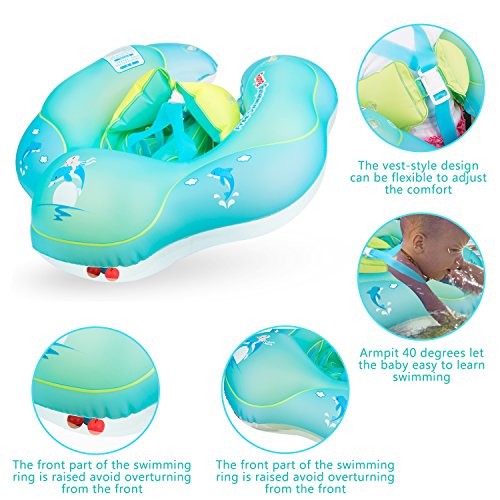 Victostar Baby Inflatable Swimming Float Ring Children Waist Float Ring Inflatable Floats with Safety Belt Swimming Pool Toys Swim Trainer for 6-30 Month (L)