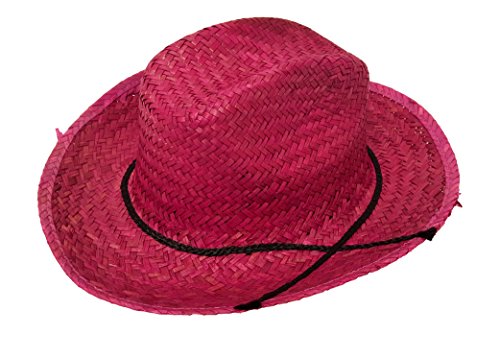 Cowboy Hats for Adults, Woven Grass Cowboy Hats, Pink Color (12 Piece Pack) - Thumbnail 2