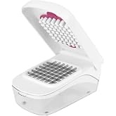 OUKENS Manual Food Chopper, 3-in-1 Multifunctional Vegetable Fruit Cutter with Container for Onion, Potato, Carrot, Easy Push Down Handheld Kitchen