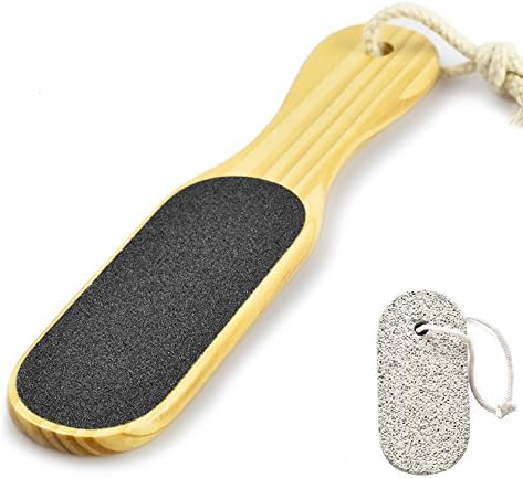 BeeChamp Solid Wooden Handle Double Sided Foot File Corn Coarse Callus Remover Dead Skin Rasp Trimmer