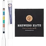 Brewer's Elite Hydrometer - for Home Brew Beer, Wine, Mead and Kombucha - Deluxe Triple Scale Set, Hardcase and Cloth -- Specific Gravity ABV Tester