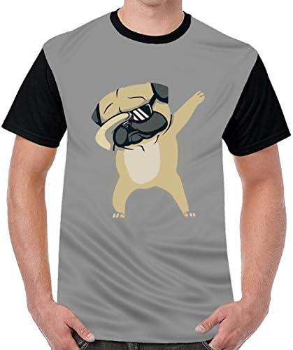 dextrad Dabbing Dog Men Casual Round Neck t Shirts Top Blouse Shirt Dark Gray