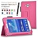 Galaxy Tab 3 Lite 7.0 / Galaxy Tab E Lite 7.0 Case - SHEROX Premium Folio Leather Case for Samsung Galaxy Tab 3 Lite 7.0 / Galaxy Tab E Lite 7.0 Inch Tablet, With Stylus Touch Pen (Hot Pink)