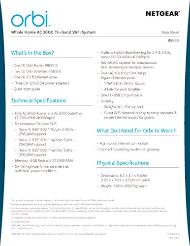RBK53 - Orbi AC3000 Tri-band WiFi System router