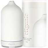 Cliganic Ceramic Essential Oil Diffuser, 100ml Cool Mist Humidifier, White | Aromatherapy, Ultrasonic For Home, Office, Bedroom &amp; Living Room, Run 8 Hours, Waterless Auto Off, 7 Lights, Quiet Operation