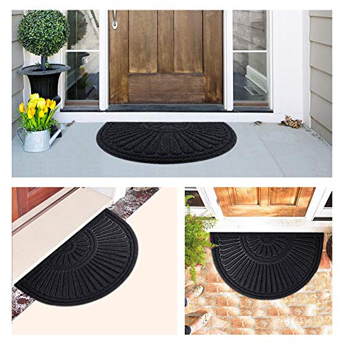 image for Mibao Half Round Door Mat, Non-Slip Welcome Entrance Way Rug, Durable 