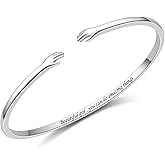 BEILIN Hug Bracelets for Women Sterling Silver Come to My Arm Couple Hugging Cuff Bangles Wedding Band Bracelets Engraved Mantra Bracelet Jewelry for Women Teens