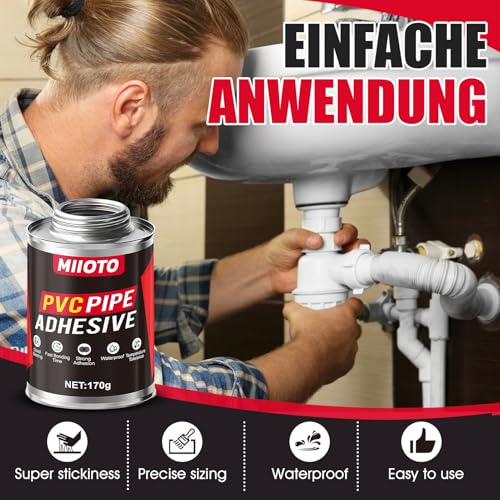 Miioto PVC Glue, Inflatable Mattress Patch, Pool Glue, Suitable for Inflatable Boats, Truck Tarpaulins, Pond Liner Glue, 170 g | Adecuado para Botes Inflables, Lonas para Camiones, pegament para Revestimiento de Estanques, 170g
