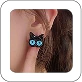 Xduargs Boho Cat Earrings Vintage Cute Cat Earrings Black Resin Cat Earrings Minimalist Animal Cat Studs Earrings Jewelry for Women(Style A)