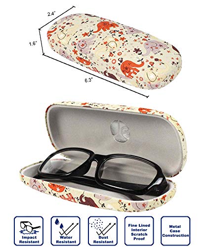 [4 PACK], JAVOedge Printed Elephant Pattern Durable Hard Clamshell Eyeglass Storage Case with Bonus Microfiber Cloth - Thumbnail 4