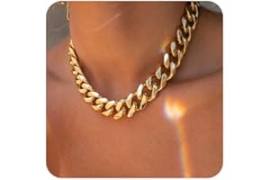 FEEL STYLE Chunky Cuban Link Chain for Men Women - Stainless Steel Gold Chain Necklace for Women Men - Dainty 18K Gold Silver Choker Thick Trendy Punk Hip Hop Cuban Chain Jewelry 8mm/12mm/16mm