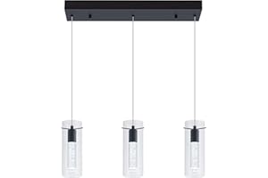 BESTWEST Black Pendant Light, Modern Pendant Light Kitchen Island Pendant Light Fixtures, Modern Island Light with Bubble for Kitchen, Dimmable Kitchen Chandelier Light Fixture (15W, 3-Light)