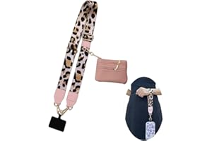 CESWEIAR Clip and Go Strap with Wallet, Crossbody Phone Strap with Zipper Pouch (Red Black)