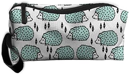 Hedgehog - Pale Turquoise Zippered Pencil Case, Makeup Bag, Organizer Holder 3D Printed Travel Toiletry Bag
