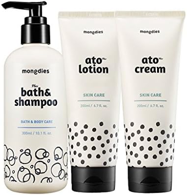 [mongdies] Hypoallergenic Baby Bath & Shampoo & Atolotion & Atocream 3 Set - For Baby Atopic Dermatitis & Eczema - Deep Sea Water & Ceramide & Beta Glucan