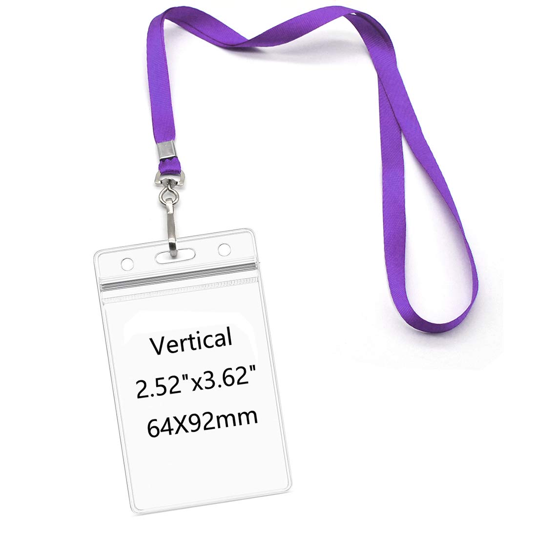 Name tag with Lanyards Waterproof Name Badge ID Card Holder with Purple Lanyard for Business,Office and School (Vertical)