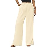 PRETTYGARDEN Summer Wide Leg Linen Pants Women with Pockets High Waist Drawstring Loose Casual Palazzo Lounge Pants Women