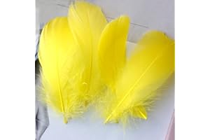 FEATUMAN 100Pcs Yellow Natural Goose Feathers, 3-5Inch Centerpieces Feahers Bulk Colorful Feathers for DIY Hat Craft Wedding Christmas Party Home Decoration