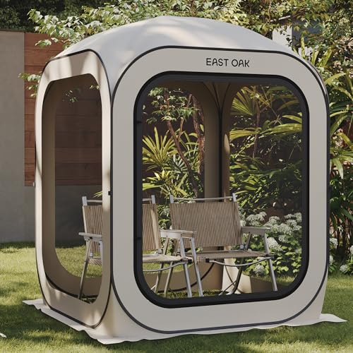 East Oak Pop Up Zelt für 1-2 Personen, Mini Pavillon Faltbar, Zelte für Camping, Garten, Terrasse, Wurfzelt Wasserdicht, UPF 50+ UV Schutz, 360° Belüf